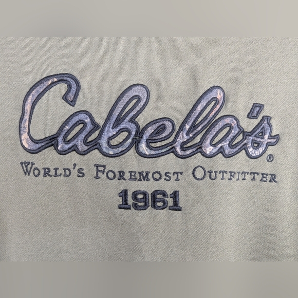 Cabelas XXL sweatshirt With Spellout Olive Green Embroidered - Picture 4 of 11